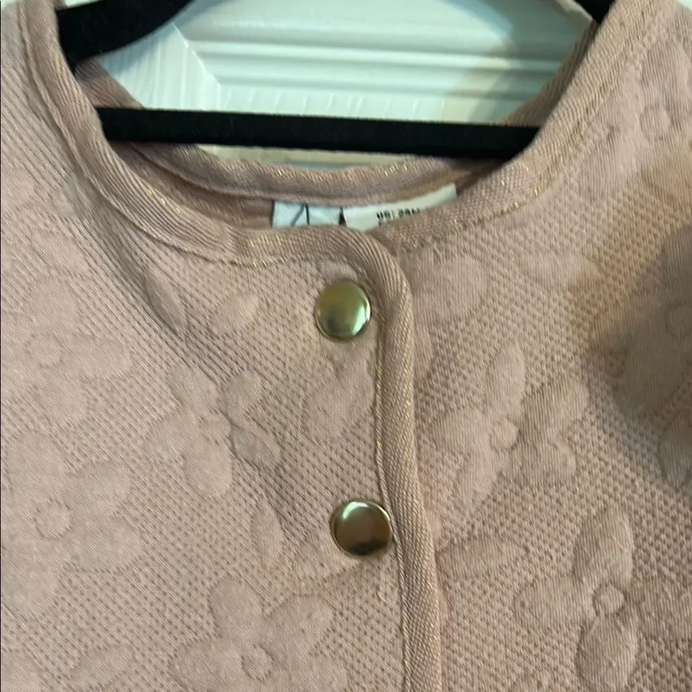 JOIE Size 24 Months Textured Floral Baby Vest Top Gold Accents Dusty Rose